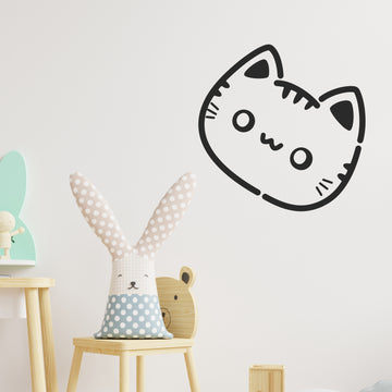 My Vinyl Story Cute Cat Kitten Face Funny Wall Decal Sticker Decor Bedroom Decoration Art Decal Decoration Adhesive Removable Vinyl Artwork Kids Decorative Wall Art Graphic Signs