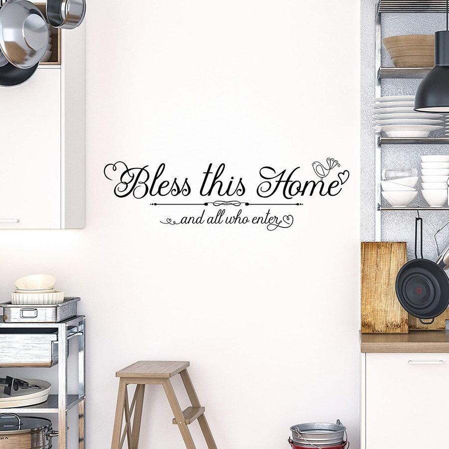 bless this home and all who enter wall decal sticker quote home decor wall art living room decorations