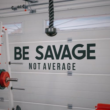 My Vinyl Story - Be Savage Not Average - Large Motivational Wall Decal Sticker Quote for Home Gym Fitness Workout Inspirational Wall Art Vinyl Decor Removable