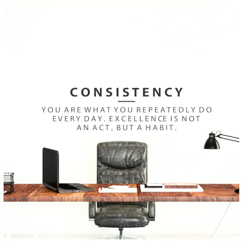 My Vinyl Story – Consistency Wall Decal – Inspirational Motivational Vinyl Quote Sticker for Gym or Office Decor, Easy to Apply and Removable