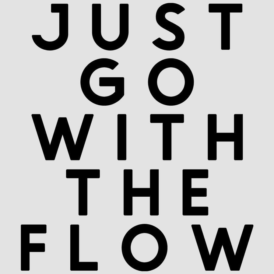 Bring positivity to your space with Just Go With The Flow in white; black. A stylish choice for motivational wall decor in offices and homes.  motivational wall decal, inspirational wall quotes, inspirational wall stickers, motivational wall decal for office.