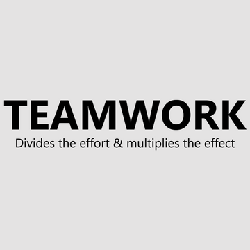 Motivational wall decal featuring inspirational wall quotes and stickers for teamwork-divides-the-effort-multiplies-the-effect. <p>Promote collaboration and unity with this inspiring wall decal that reads, <em>Teamwork Divides The Effort & Multiplies The Effect.</em> Perfect for offices, meeting rooms, or shared workspaces...