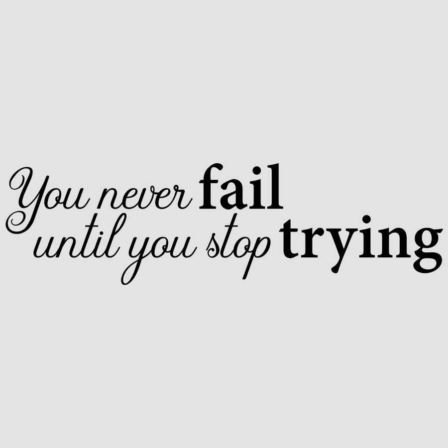 Motivational wall decal featuring inspirational wall quotes and stickers for you-never-fail-until-you-stop-trying. <p>Encourage perseverance and determination with this motivational wall decal that reads, <em>You Never Fail Until You Stop Trying.</em> Perfect for home gyms, offices, or personal growth spaces, this...