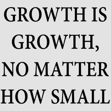 Growth is Growth, No Matter How Small, featuring white; black tones, adds a touch of inspiration to your walls. Suited for any home or office.  motivational wall decal, inspirational wall quotes, inspirational wall stickers, motivational wall decal for office.