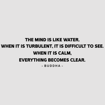 Motivational wall decal featuring inspirational wall quotes and stickers for the-mind-is-like-water-buddha. <p>Bring tranquility and wisdom to your space with this inspiring wall decal that reads, <em>The mind is like water. When it is turbulent, it is difficult to see. When it is calm, everything becomes c...