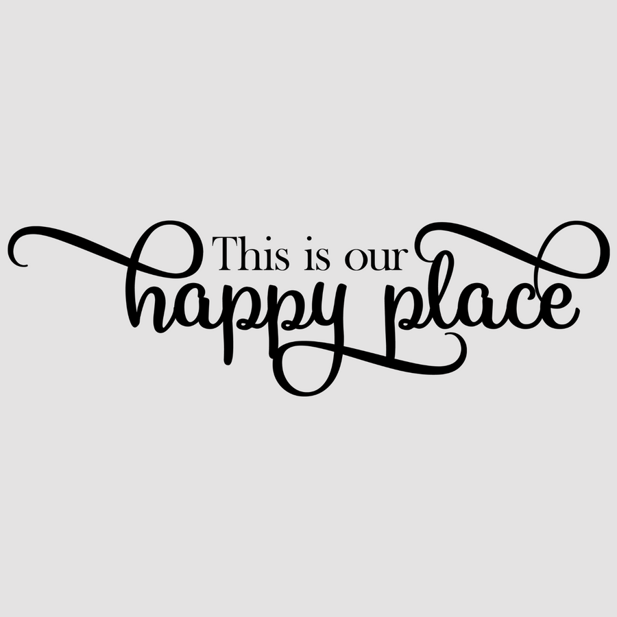 Motivational wall decal featuring inspirational wall quotes and stickers for this-is-our-happy-place. <p>Add warmth and joy to your home with this charming wall decal that reads, <em>This is Our Happy Place.</em> Perfect for living rooms, bedrooms, or family spaces, this heartwarming quote celebrates ...