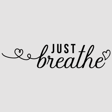 Enhance your space with Just Breathe, crafted in white; black. A motivational wall decal to uplift your home or office decor.  motivational wall decal, inspirational wall quotes, inspirational wall stickers, motivational wall decal for office.