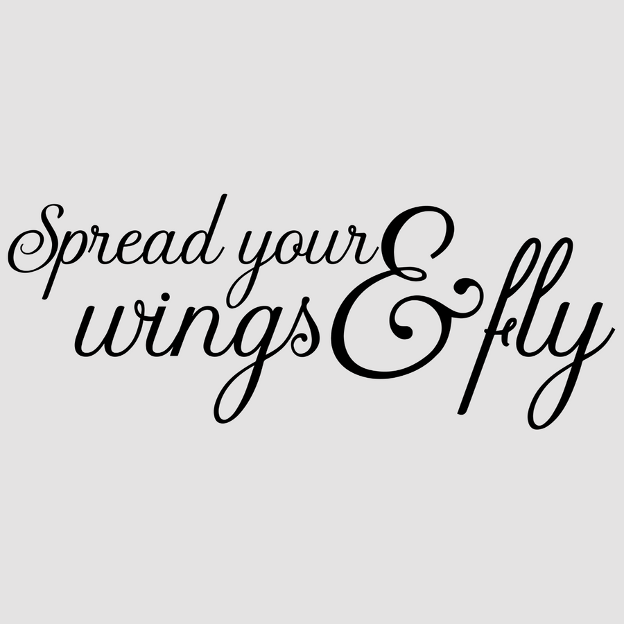 Motivational wall decal featuring inspirational wall quotes and stickers for spread-your-wings-fly. <p>Inspire confidence and ambition with this elegant wall decal that reads, <em>Spread Your Wings & Fly.</em> Perfect for bedrooms, offices, or creative spaces, this motivational quote encourages ...