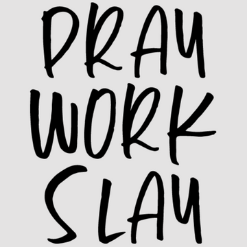 Motivational wall decal featuring inspirational wall quotes and stickers for pray-work-slay. <p>Empower your space with this bold and inspiring wall decal that reads, <em>Pray Work Slay.</em> Perfect for home offices, bedrooms, or creative spaces, this motivational quote serves as a daily rem...