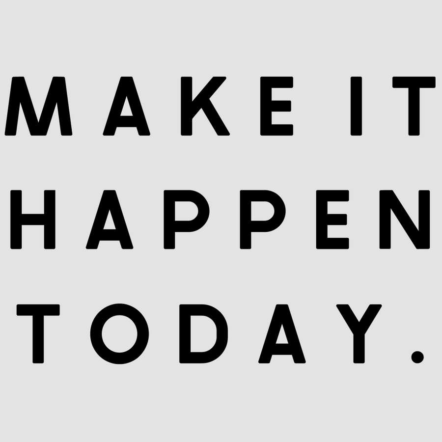 Make It Happen Today, featuring white; black tones, adds a touch of inspiration to your walls. Suited for any home or office.  motivational wall decal, inspirational wall quotes, inspirational wall stickers, motivational wall decal for office.