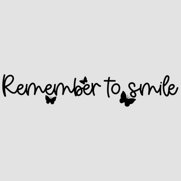 Motivational wall decal featuring inspirational wall quotes and stickers for remember-to-smile. <p>Brighten your space and your mood with this cheerful wall decal that reads, <em>Remember To Smile.</em> Perfect for bedrooms, offices, or living areas, this uplifting quote serves as a gentle remin...