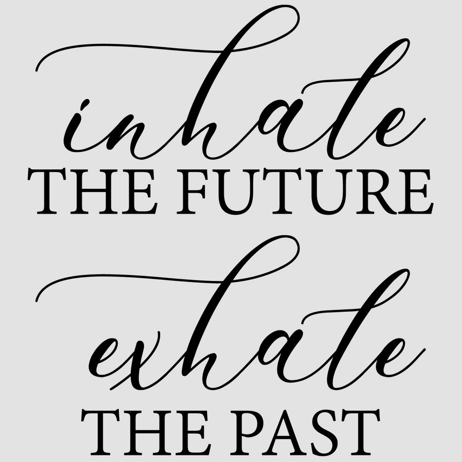 Inhale The Future Exhale The Past, featuring white; black tones, adds a touch of inspiration to your walls. Suited for any home or office.  motivational wall decal, inspirational wall quotes, inspirational wall stickers, motivational wall decal for office.