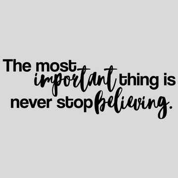 The Most Important Thing is Never Stop Believing