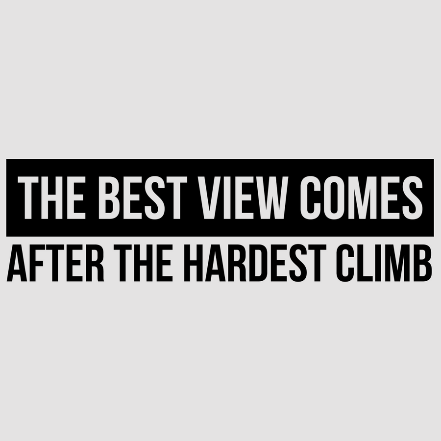 Motivational wall decal featuring inspirational wall quotes and stickers for the-best-view-comes-after-the-hardest-climb. <p>Inspire perseverance and determination with this motivational wall decal that reads, <em>The Best View Comes After The Hardest Climb.</em> Perfect for offices, home gyms, or personal growth spaces,...