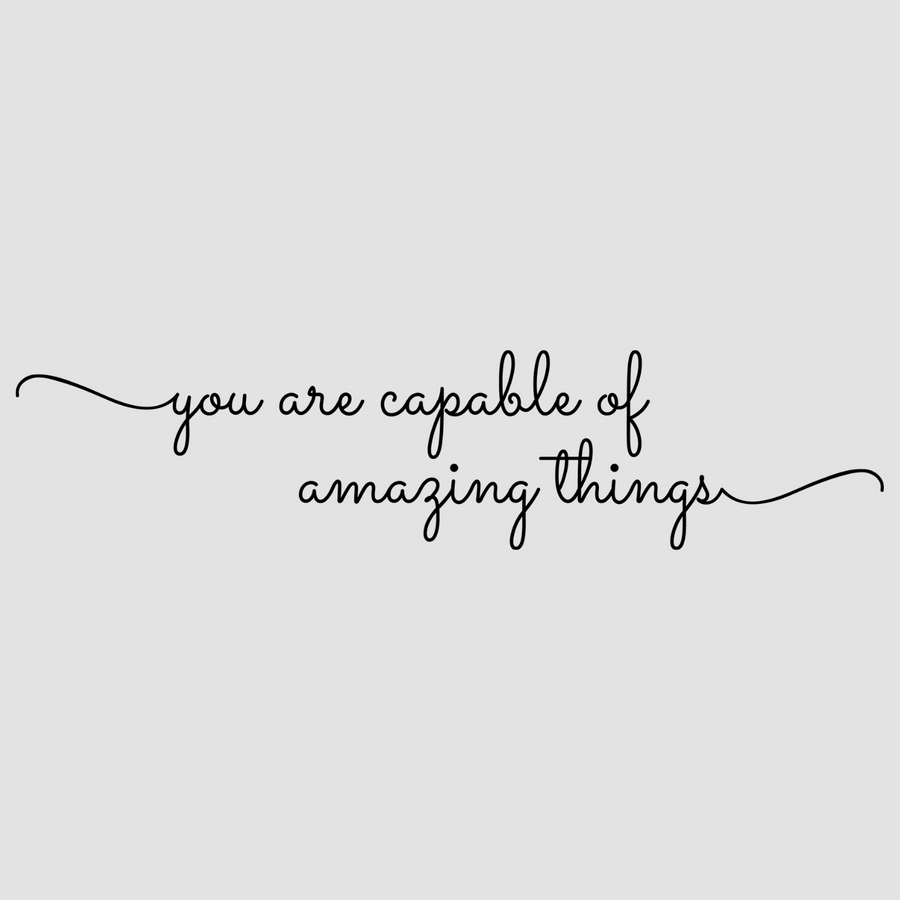 Motivational wall decal featuring inspirational wall quotes and stickers for you-are-capable-of-amazing-things. <p>Inspire confidence and positivity with this uplifting wall decal that reads, <em>You Are Capable of Amazing Things.</em> Perfect for bedrooms, classrooms, or personal growth spaces, this motivation...