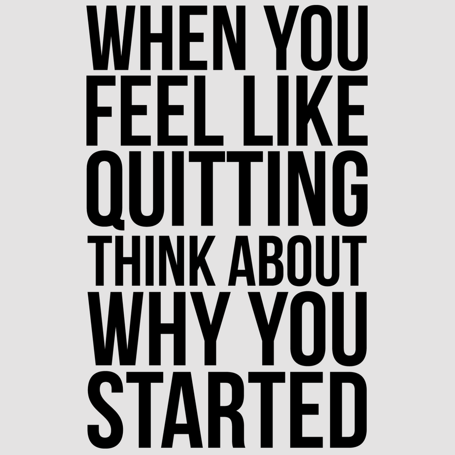 Motivational wall decal featuring inspirational wall quotes and stickers for when-you-feel-like-quitting-think-about-why-you-started. <p>Stay motivated and focused with this empowering wall decal that reads, <em>When You Feel Like Quitting, Think About Why You Started.</em> Perfect for home gyms, offices, or personal growth spaces, ...