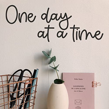 One Day at a Time Motivational Gym Wall Decal Quote for Home Gym Yoga Exercise Fitness Workout Fitness Inspirational Wall Art Decor Vinyl Encouragement Removable Sticker 24x9 inches