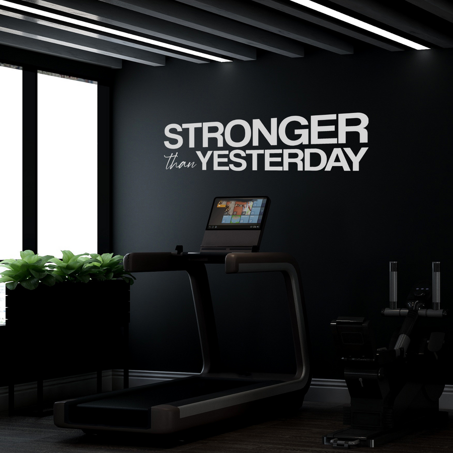 Motivational wall decal featuring inspirational wall quotes and stickers for stronger-than-yesterday. 