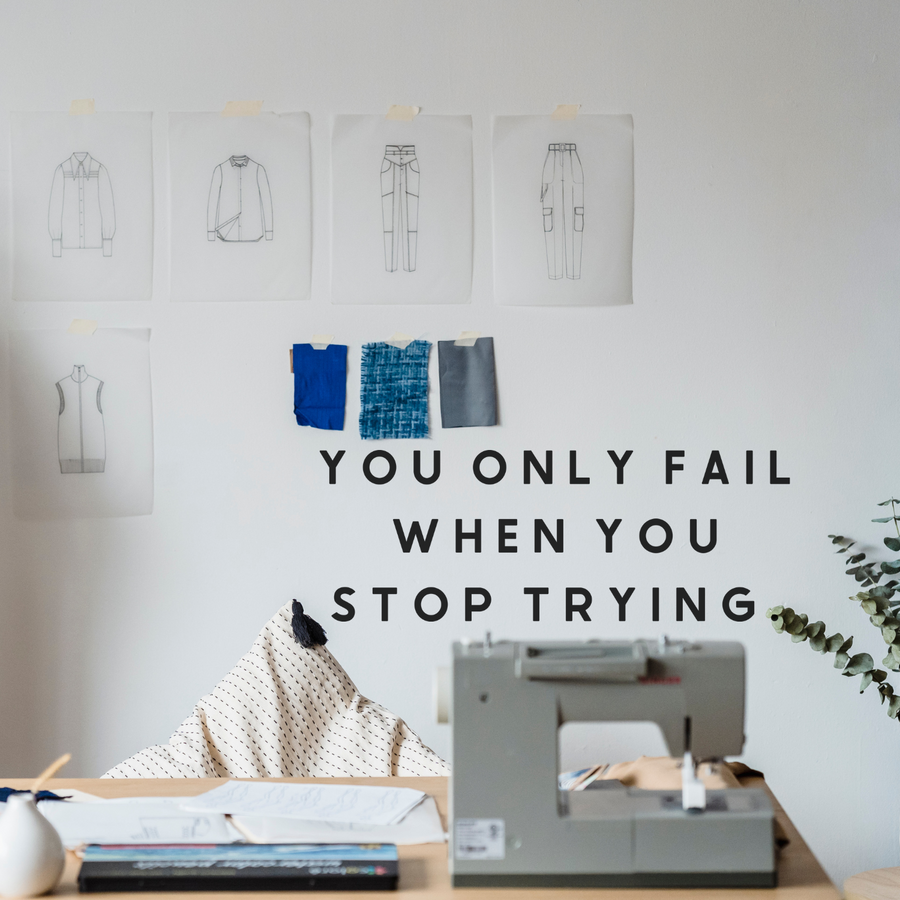 Motivational wall decal featuring inspirational wall quotes and stickers for you-only-fail-when-you-stop-trying. 