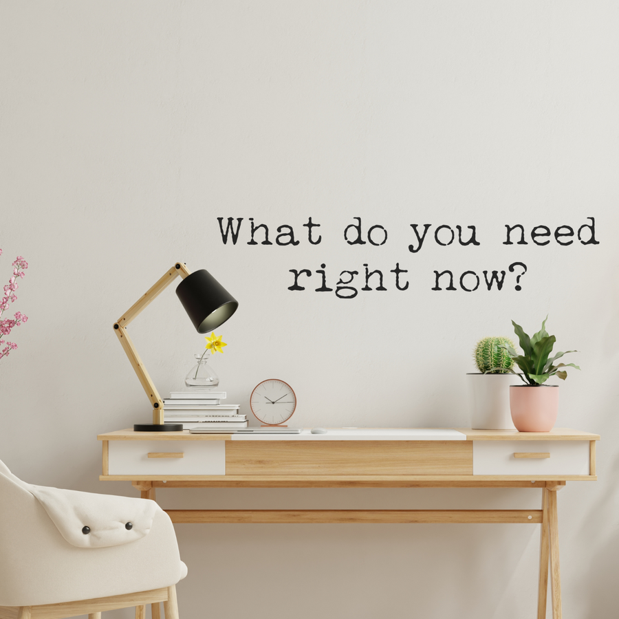 Motivational wall decal featuring inspirational wall quotes and stickers for what-do-you-need-right-now. 