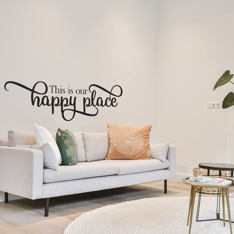 Motivational wall decal featuring inspirational wall quotes and stickers for this-is-our-happy-place. 