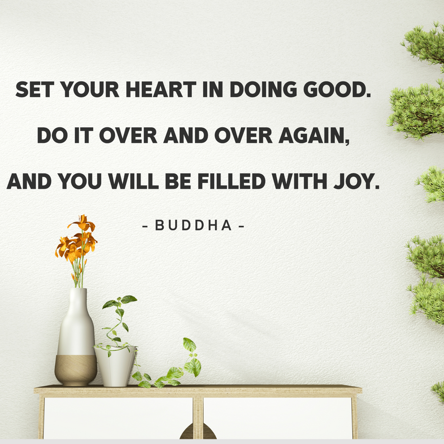 Motivational wall decal featuring inspirational wall quotes and stickers for set-your-heart-in-doing-good. 