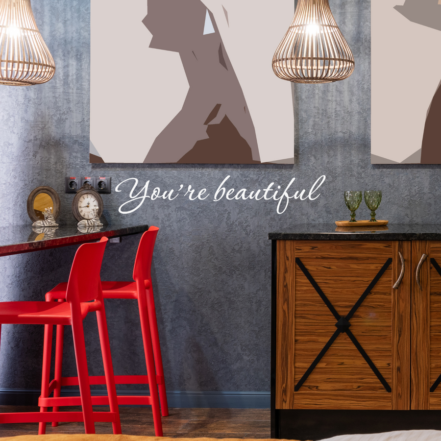 Motivational wall decal featuring inspirational wall quotes and stickers for youre-beautiful. 