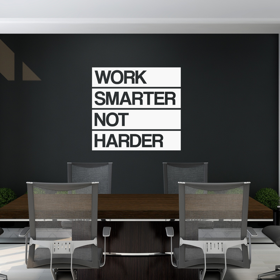 Motivational wall decal featuring inspirational wall quotes and stickers for work-smarter-not-harder. 