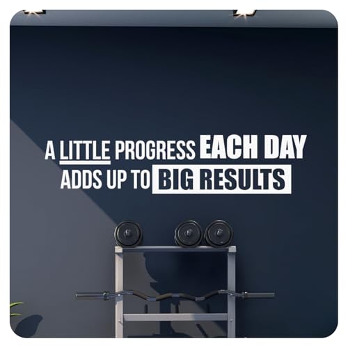My Vinyl Story - A Little Progress Each Day Wall Decal - Inspirational Wall Sticker Quote, Motivational Vinyl Art for Gym Fitness Workout Exercise Home Office Decor - Removable