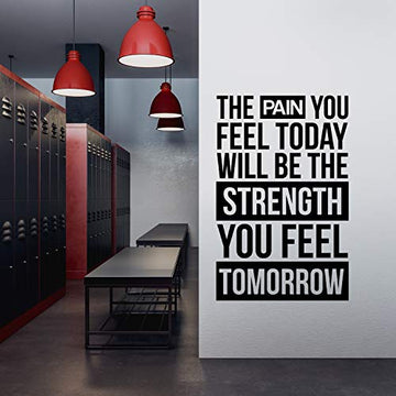 The Pain you Feel Today Will Be the Strength You Feel Tomorrow Motivational Gym Wall Decal Quote for Home Gym Yoga Exercise Fitness Workout Inspirational Wall Art Office Decor Vinyl Sticker Gift (Large)