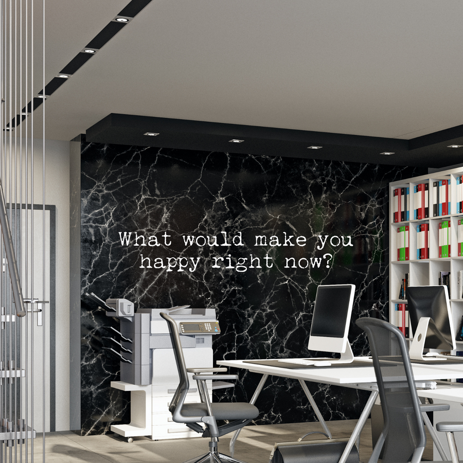 Motivational wall decal featuring inspirational wall quotes and stickers for what-would-make-you-happy-right-now. 