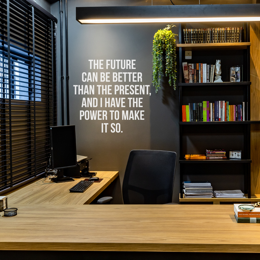 Motivational wall decal featuring inspirational wall quotes and stickers for the-future-can-be-better-than-the-present. 