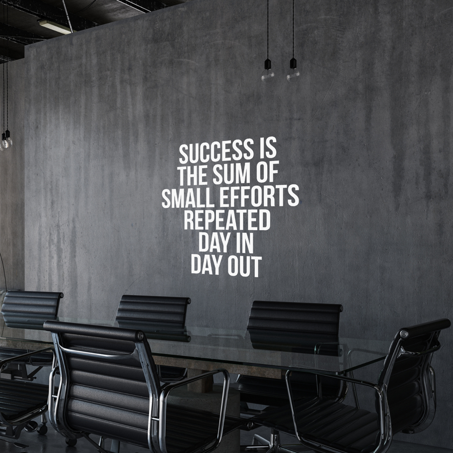 Motivational wall decal featuring inspirational wall quotes and stickers for success-is-the-sum-of-small-efforts-repeated-day-in-day-out. 