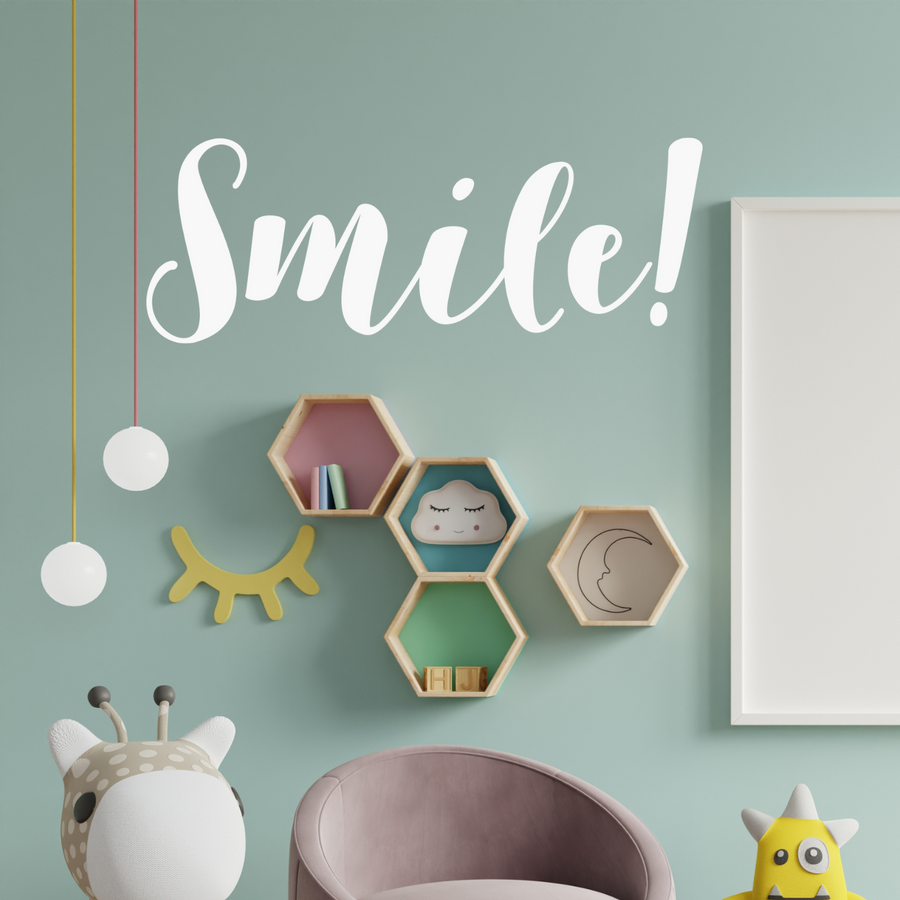 Motivational wall decal featuring inspirational wall quotes and stickers for smile. 