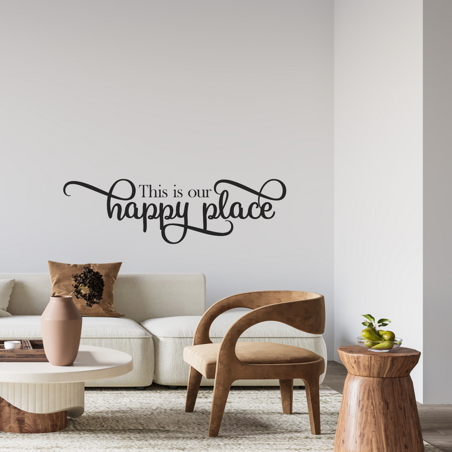 Motivational wall decal featuring inspirational wall quotes and stickers for this-is-our-happy-place. 