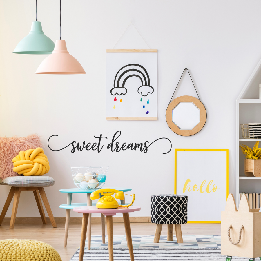 Motivational wall decal featuring inspirational wall quotes and stickers for sweet-dreams. 