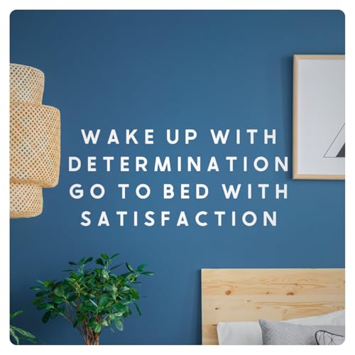 My Vinyl Story - Wake Up with Determination - Inspirational Motivational Wall Decal Sticker Quote Art Decor Saying for Daily Reminder Home Office Gym Bedroom, Removable