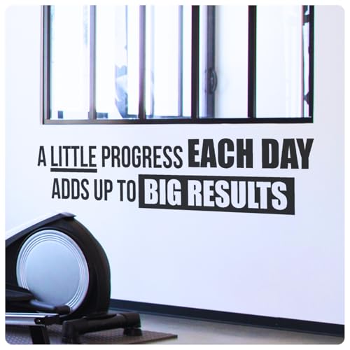 My Vinyl Story - A Little Progress Each Day Wall Decal - Inspirational Wall Sticker Quote, Motivational Vinyl Art for Gym Fitness Workout Exercise Home Office Decor - Removable