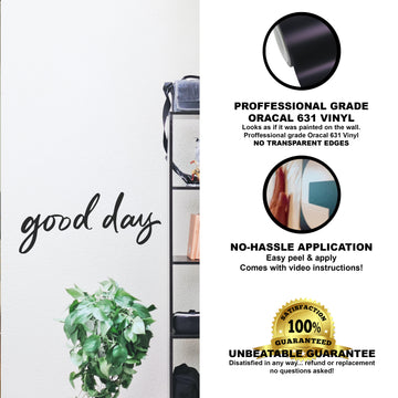 Good Day Inspirational Wall Decals for Bedroom Motivational Decal Quote Positive Kids Word Sayings Sticker Home Office Sign Classroom Decor Art Removable Vinyl Decorations 10x12 inches