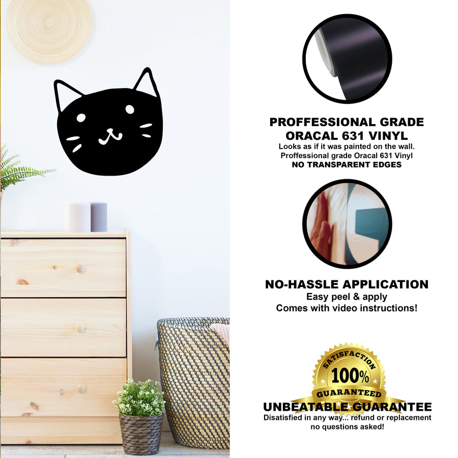 My Vinyl Story Cute Kitten Cat Face 2 Funny Decal Sticker Decor Bedroom Decoration Art Decal Decoration Adhesive Removable Vinyl Artwork Kids Decorative Wall Art Graphic Signs