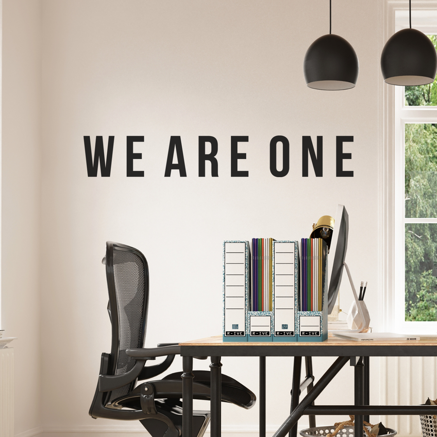 Motivational wall decal featuring inspirational wall quotes and stickers for we-are-one. 