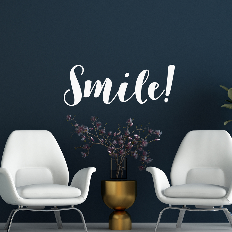 Motivational wall decal featuring inspirational wall quotes and stickers for smile. 