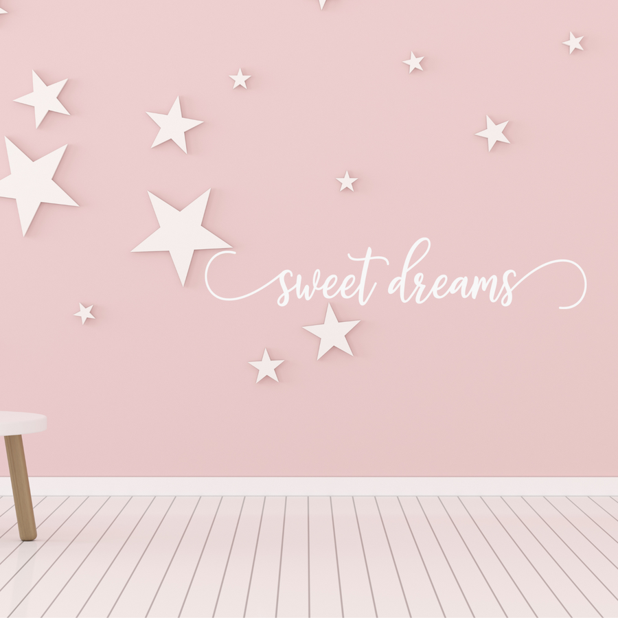 Motivational wall decal featuring inspirational wall quotes and stickers for sweet-dreams. 