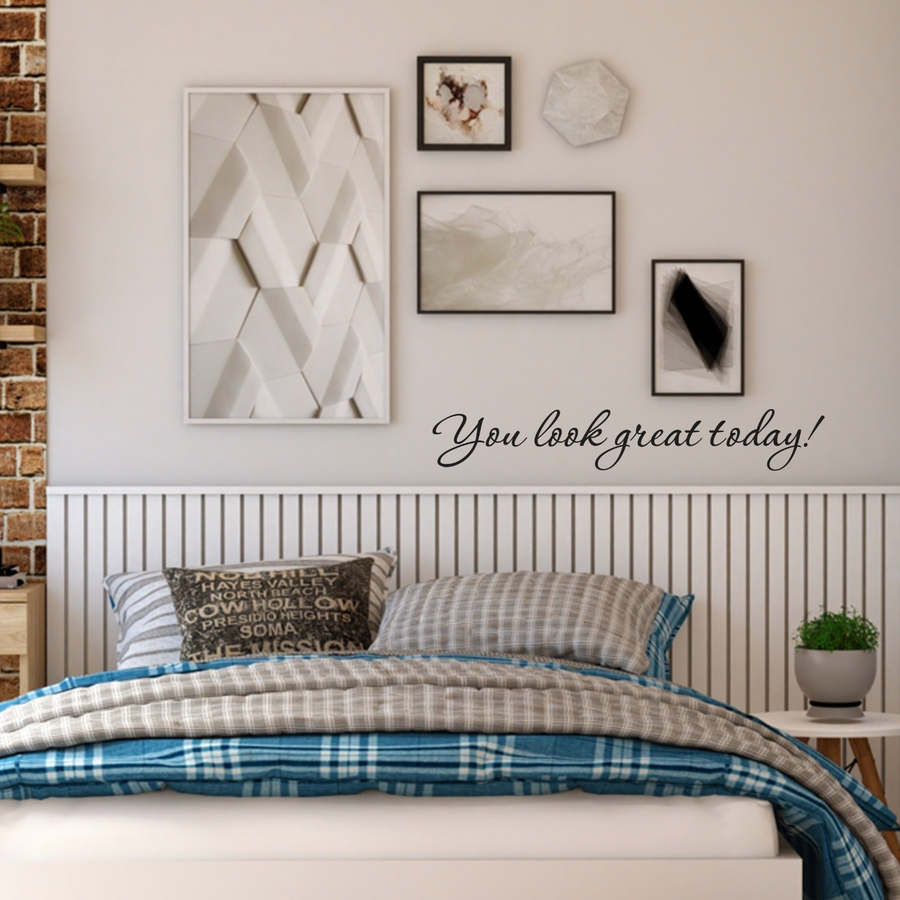 Motivational wall decal featuring inspirational wall quotes and stickers for you-look-great-today. 