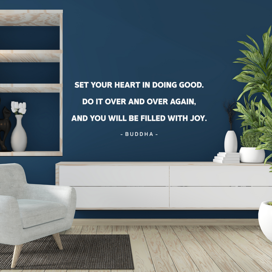 Motivational wall decal featuring inspirational wall quotes and stickers for set-your-heart-in-doing-good. 