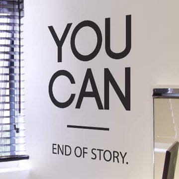 You Can End of Story - Motivational Gym Wall Decal Quote for Home Gym Yoga Exercise Fitness Workout Inspirational Wall Art Classroom Office Decor Vinyl Removable Sticker Gift (Large)