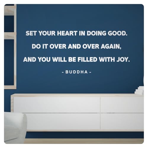 My Vinyl Story - Set Your Heart - Inspirational Motivational Buddha Wall Decal Sticker Quote Art Decor Saying Positive Affirmation Zen Home Yoga Bedroom, Removable
