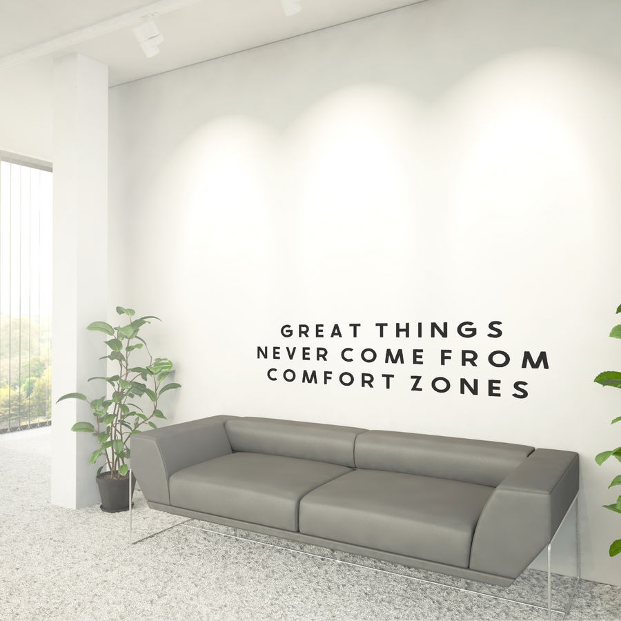 motivational wall decal, inspirational wall quotes, inspirational wall stickers, motivational wall decal for office, office grey couch room