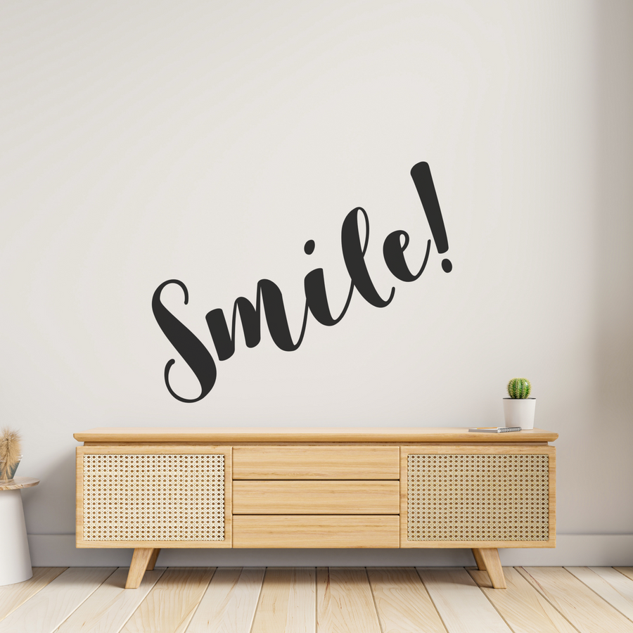 Motivational wall decal featuring inspirational wall quotes and stickers for smile. 