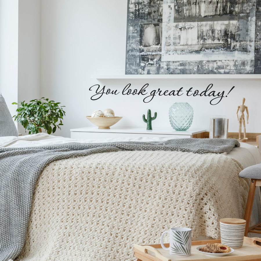 Motivational wall decal featuring inspirational wall quotes and stickers for you-look-great-today. 